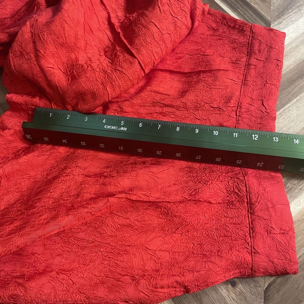 House Of Harlow 1969 Pants High Waist‎ Wide Legs Crinkled Red Size S With Pocket - Picture 7 of 10